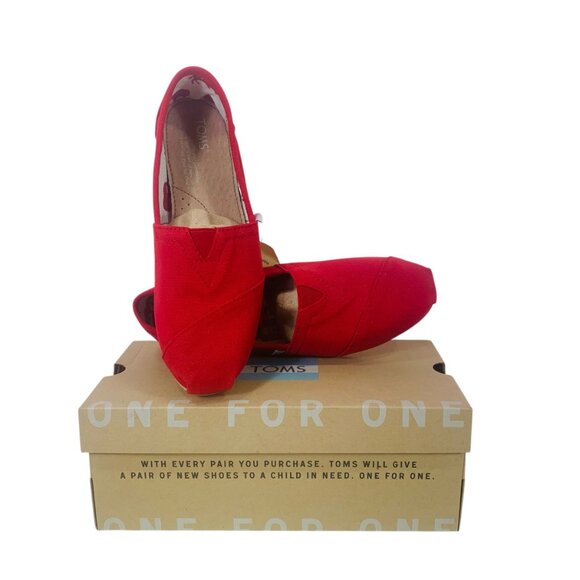 TOMS Classic Red Canvas Women Slip on size 5 - Picture 10 of 16